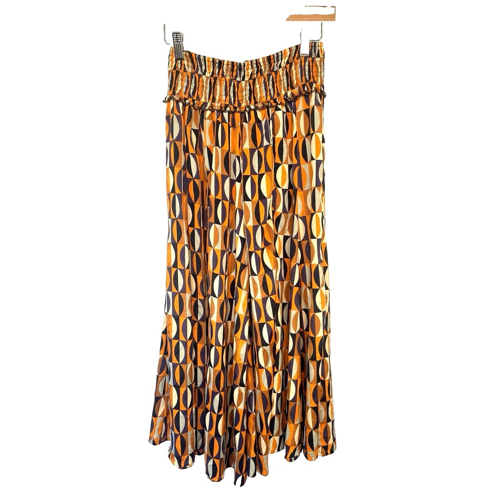 Karma Highway Retro Wide Leg Smocked Pants OS Boho Groovy Psychedelic Festival